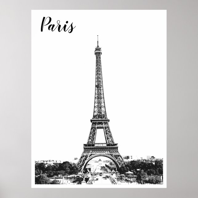 Eiffel tower black and white poster (Front)