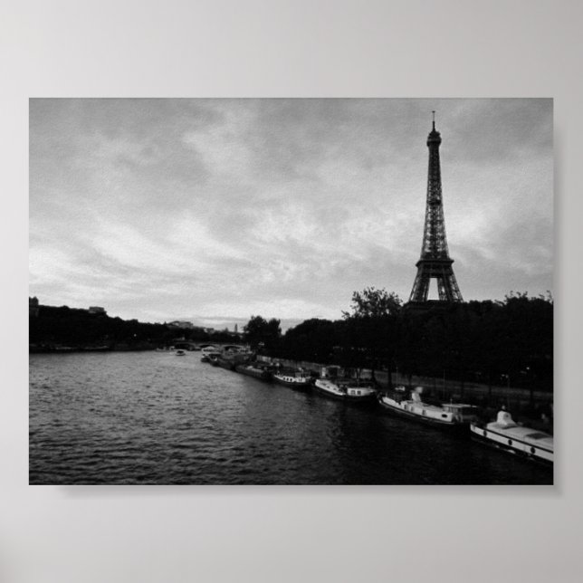 Eiffel Tower Black and White Poster (Front)
