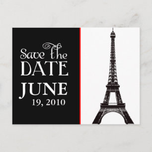 Eiffel Tower Black and white save the date Announcement Postcard