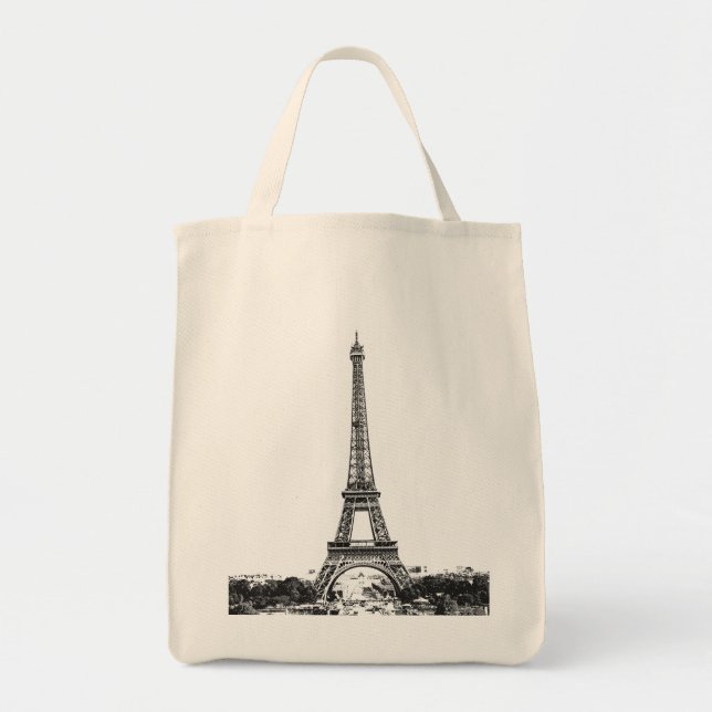Eiffel tower black and white tote bag (Front)