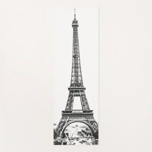 Eiffel tower black and white yoga mat