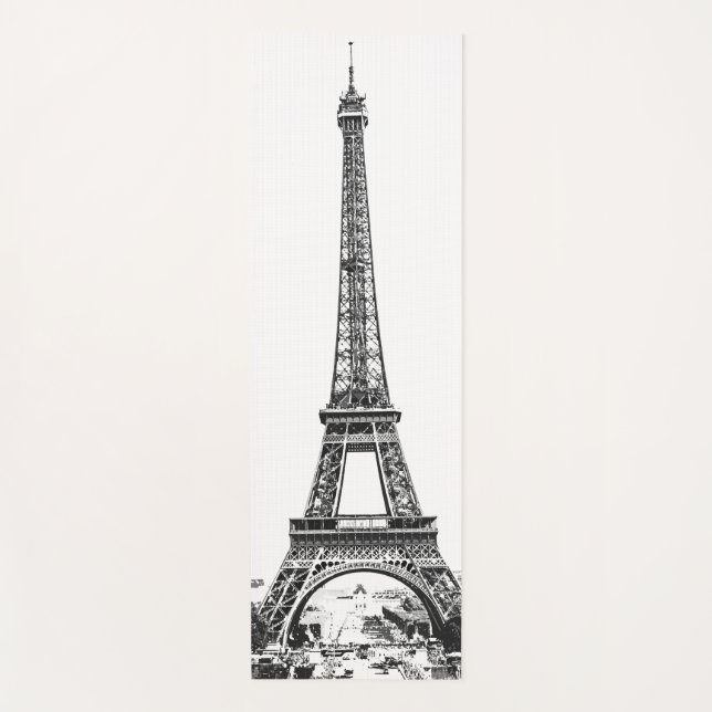 Eiffel tower black and white yoga mat (Front)