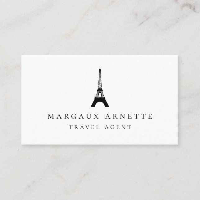 Eiffel Tower Black Logo Business Card (Front)