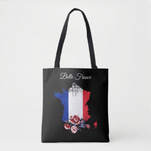 *~* Eiffel Tower Black Outline White Paris Tote Bag