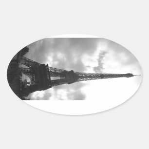 Eiffel Tower Black tone Oval Sticker