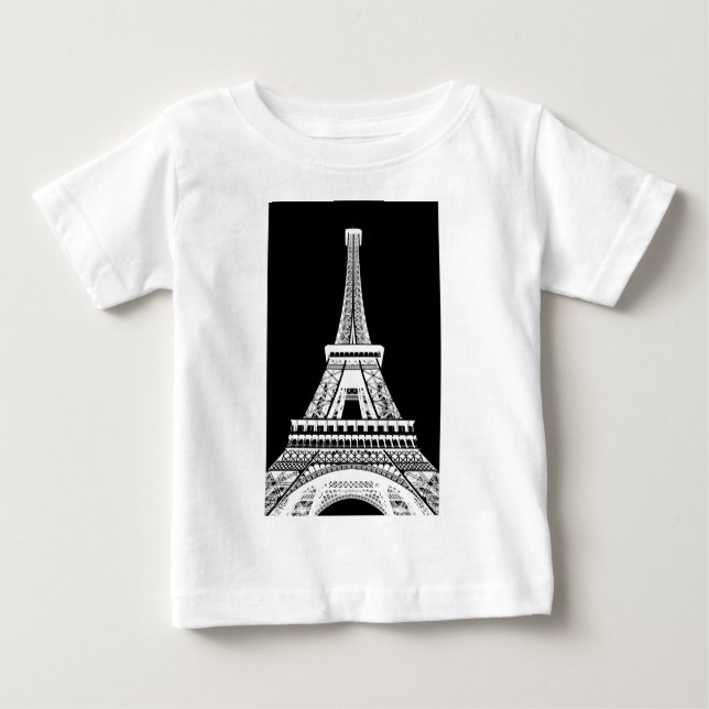 Eiffel Tower Black White Image Baby T-Shirt (Front)