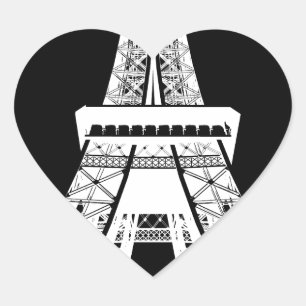 Eiffel Tower Black White Image Heart Sticker