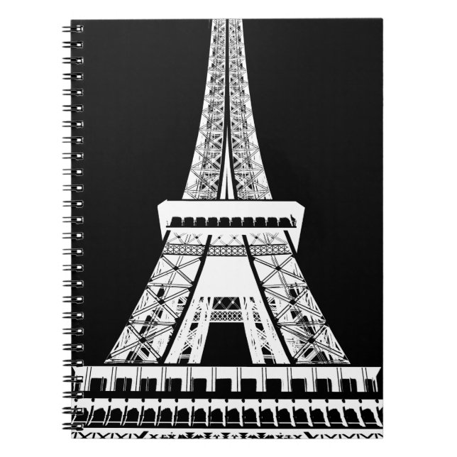 Eiffel Tower Black White Image Notebook (Front)
