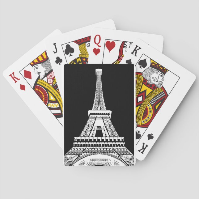 Eiffel Tower Black White Image Playing Cards (Back)