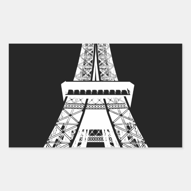 Eiffel Tower Black White Image Rectangular Sticker (Front)