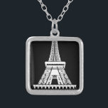 Eiffel Tower Black White Image Silver Plated Necklace<br><div class="desc">Paris Eiffel Tower Black and White Artwork Image</div>