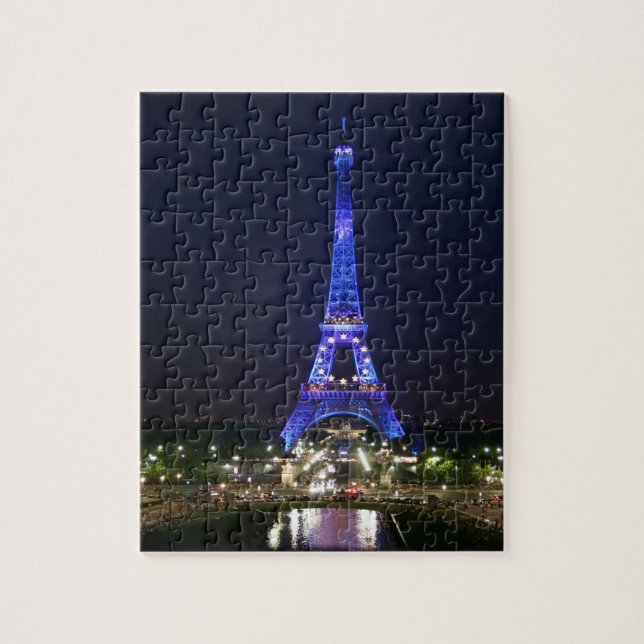 Eiffel Tower (Blue Lights) Jigsaw Puzzle (Vertical)