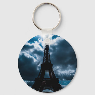 Eiffel Tower Blue Night Key Ring