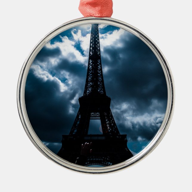 Eiffel Tower Blue Night Metal Tree Decoration (Front)