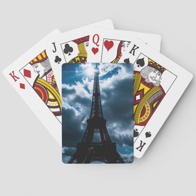 Eiffel Tower Blue Night Playing Cards (Back)
