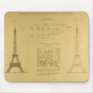 Eiffel Tower Blueprints Mouse Pad