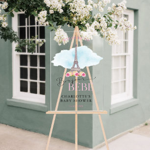 Eiffel Tower Bonjour Baby Welcome Acrylic Sign