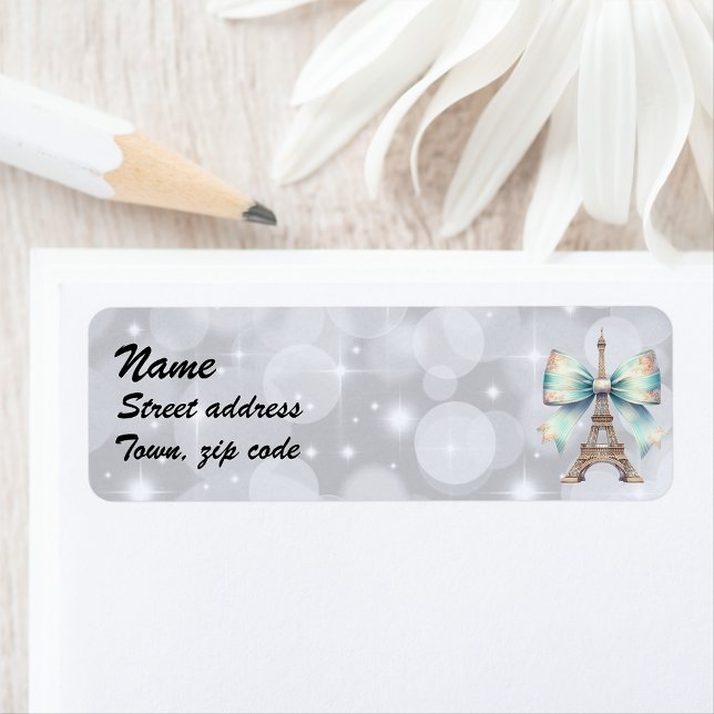 Eiffel Tower & Bow Return Address Label (Creator Uploaded)