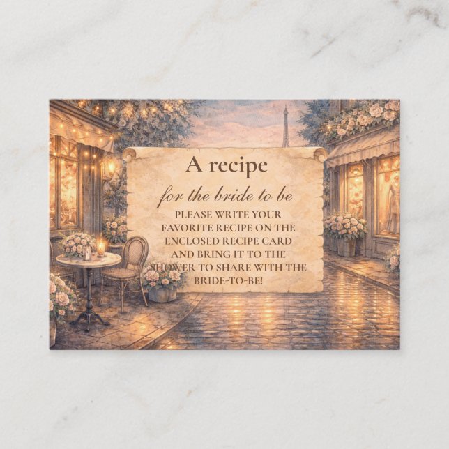 Eiffel Tower Bridal Shower Enclosure Card (Front)