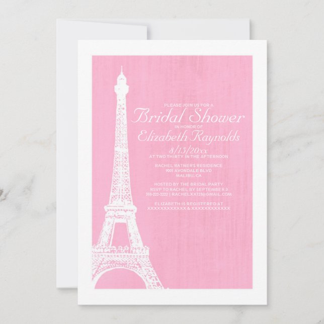 Eiffel Tower Bridal Shower Invitations (Front)