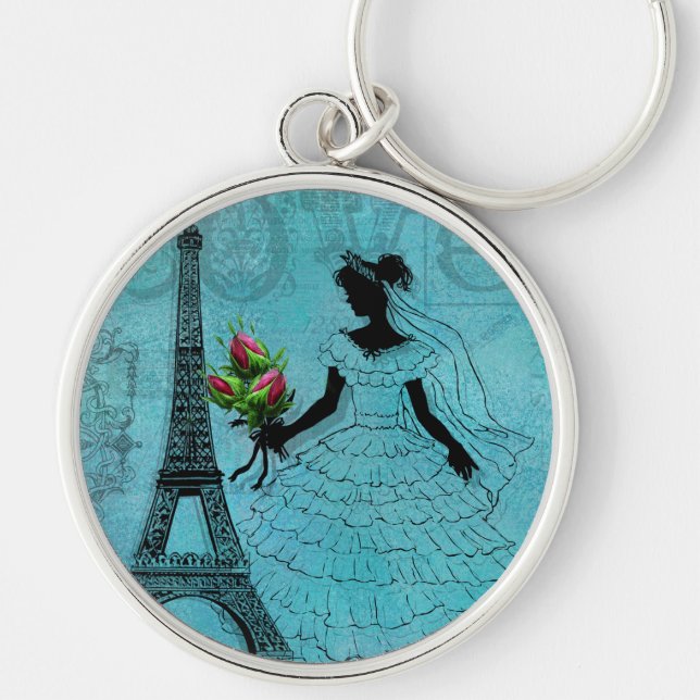 Eiffel Tower Bride  Keychain (Front)