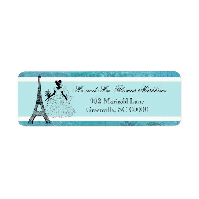 Eiffel Tower Bride Personalised Address Labels (Front)
