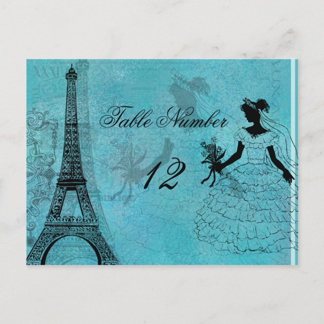Eiffel Tower Bride Table Number Postcard (Front)