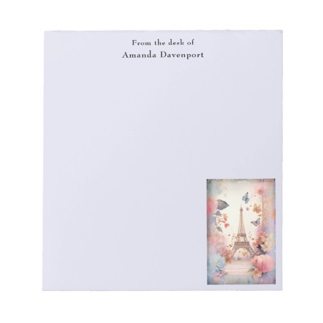 Eiffel Tower Butterflies and Flowers Notepad (Front)