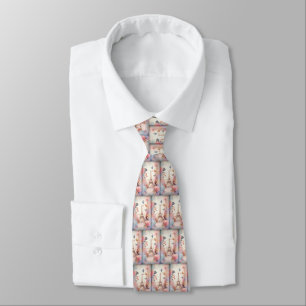 Eiffel Tower Butterflies and Flowers Pattern Tie