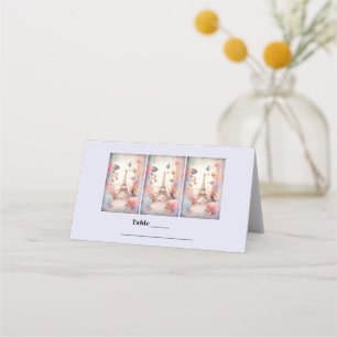 Eiffel Tower Butterflies and Flowers Table Place Card