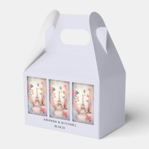 Eiffel Tower Butterflies and Flowers Wedding Favour Box