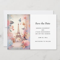 Eiffel Tower Butterflies and Flowers Wedding