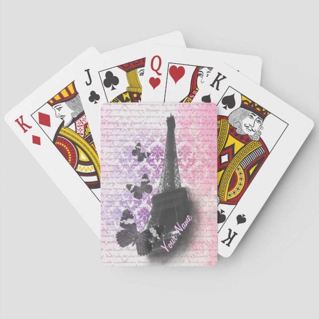 Eiffel tower & butterflies playing cards (Back)