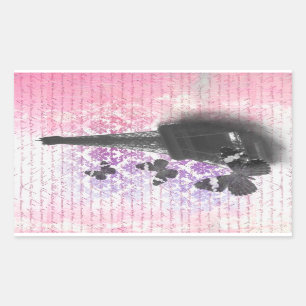 Eiffel tower & butterflies rectangular sticker
