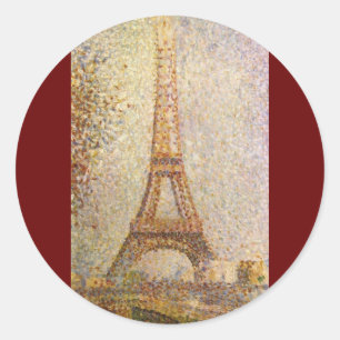 Eiffel Tower by Georges Seurat, Vintage Fine Art Classic Round Sticker