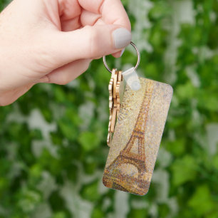 Eiffel Tower by Georges Seurat, Vintage Fine Art Key Ring