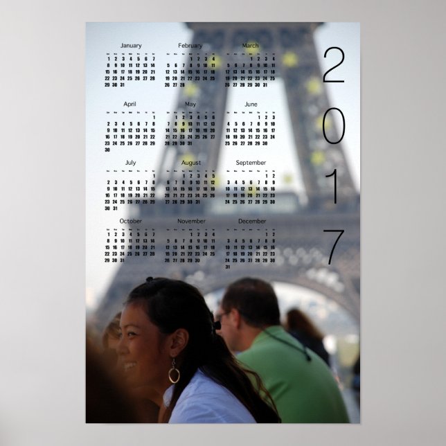 Eiffel Tower Calendar Poster 2017 (Front)
