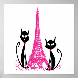 eiffel tower cats poster