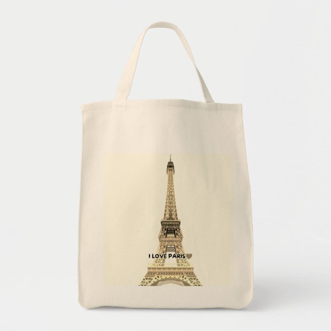 Eiffel Tower Chic Canvas Tote Bag (Front)