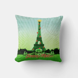 Eiffel Tower Christmas Collage Cushion