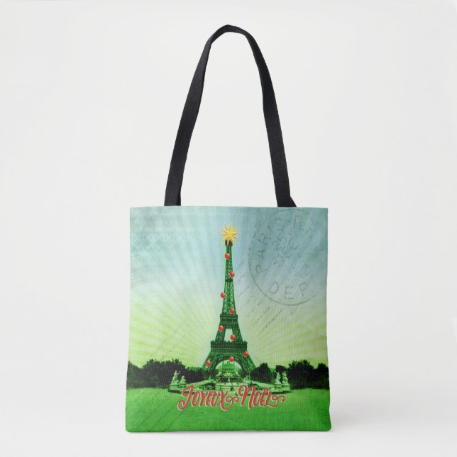 Eiffel Tower Christmas Collage Tote Bag (Front)