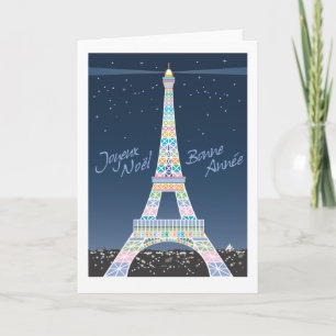Eiffel Tower Christmas Greeting Card