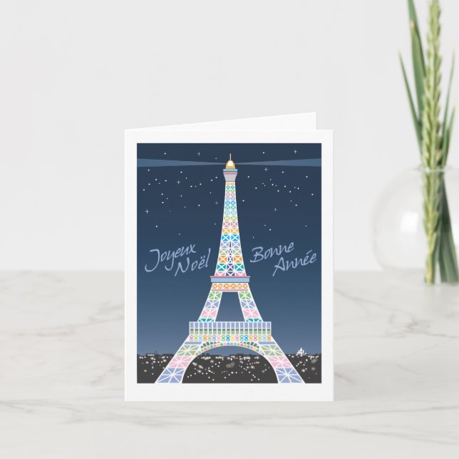Eiffel Tower Christmas note card (Front)