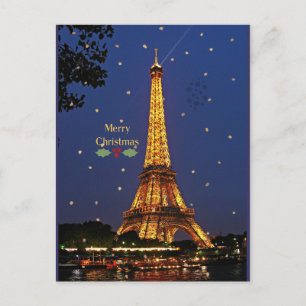 Eiffel Tower Christmas Postcard