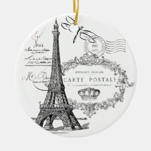 Eiffel tower collage ceramic tree decoration