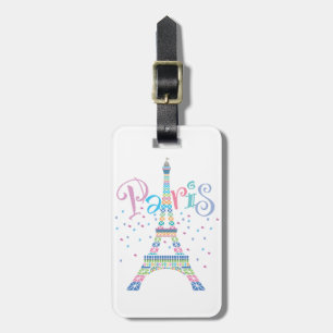 Eiffel Tower Confetti Luggage Tag