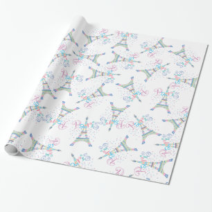 Eiffel Tower Confetti Wrapping Paper