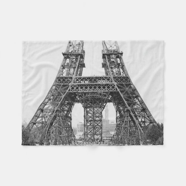 Eiffel Tower Construction Fleece Blanket (Front (Horizontal))