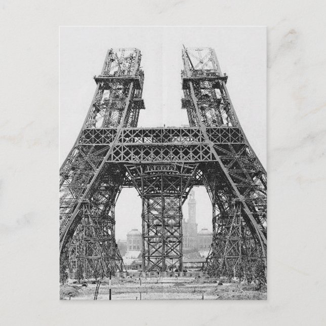 Eiffel Tower Construction Postcard (Front)