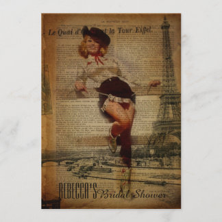 eiffel tower cowgirl country bridal shower invitation